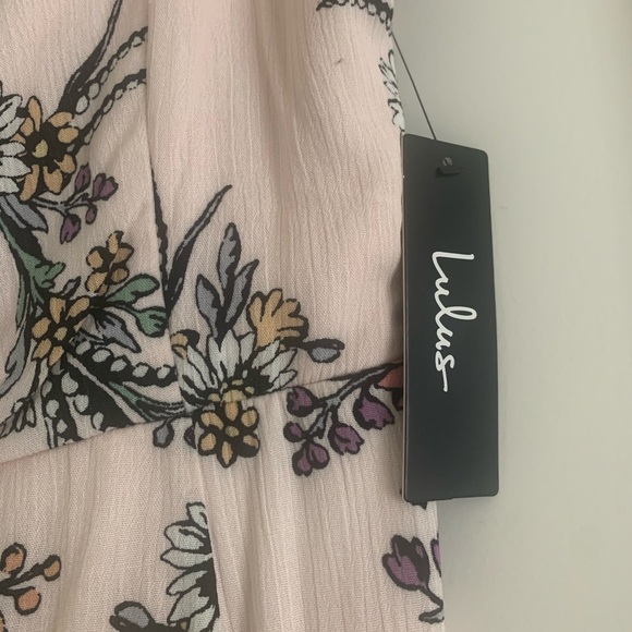 NWT Lulu’s Pink Floral Print Off Shoulder Dress LG - Picture 8 of 9